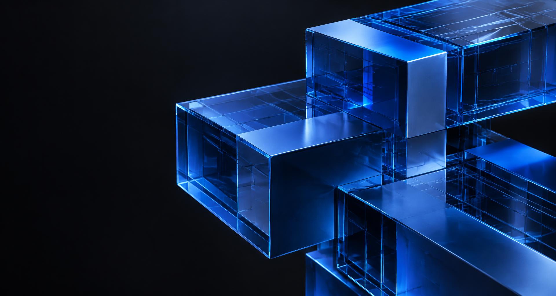 Interconnected blue glass structures